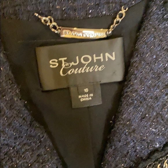 St. John Couture navy and black tweed jacket - Picture 3 of 14
